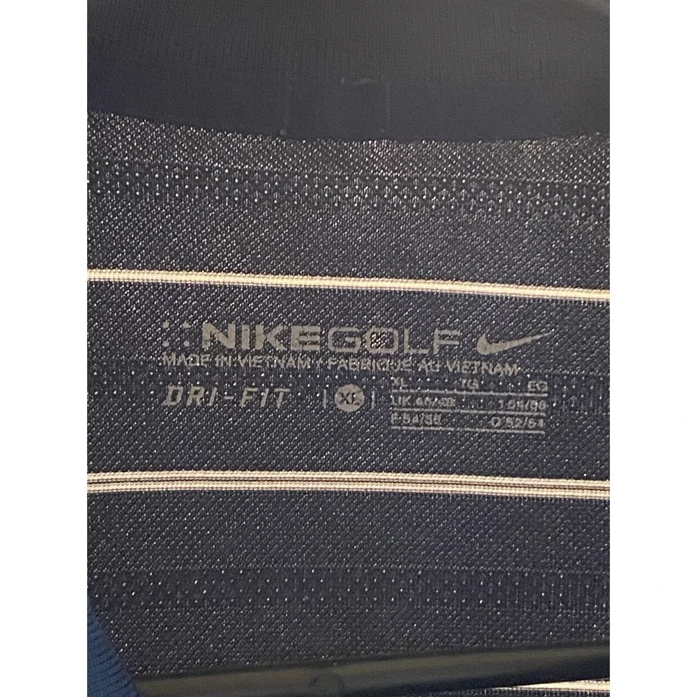Men's Nike Golf Dri-Fit Polo Shirt Navy Blue/White Striped Size XL